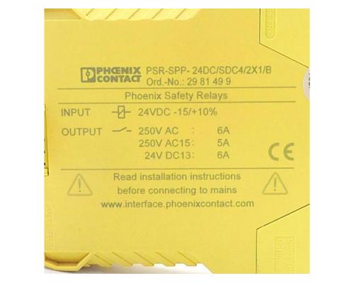 Phoenix Contact Sicherheitsrelais PSR-SPP-24DC/SDC4/2X1/B 29 81 49 - Bild 2