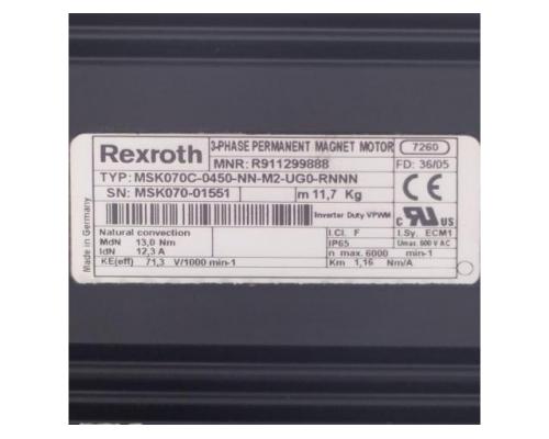 Rexroth 3 Phasen Permanent Magnet Motor MSK070C-0450-NN-M2 - Bild 2
