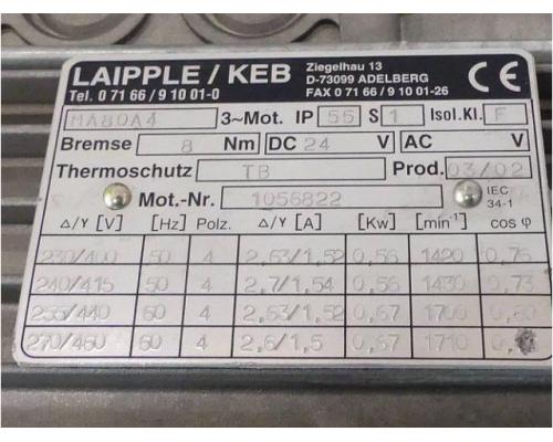 LAIPPLE / KEB GMBH Drehstrommotor mit Bremse MA80A4 1056822 - Bild 2