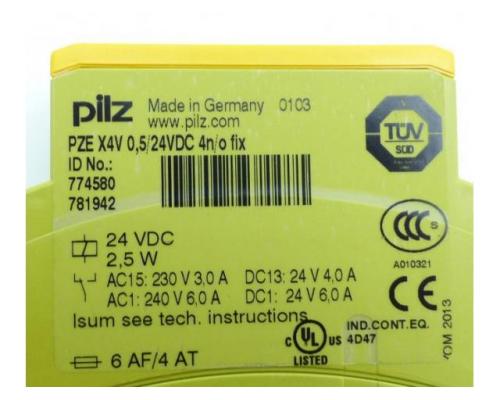 Pilz Kontaktblock PZE X4V 0,5/24VDC 4n/o fix 774580 - Bild 2