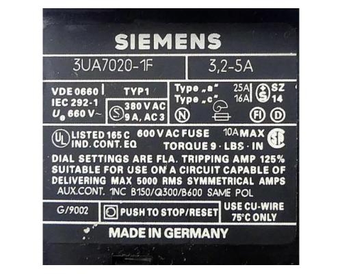 Siemens Überlastrelais 3UA70 20-1F 3UA70 20-1F - Bild 2
