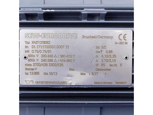 SEW-Eurodrive Getriebemotor FA27DT80K2 01.1711700001.0000.11 - 2