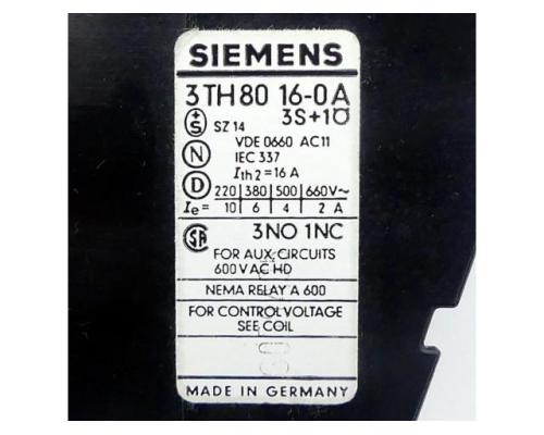 Siemens Hilfsschütz 3TH80 16-0A 3TH80 16-0A - Bild 2