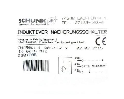 SCHUNK Induktiver Näherungsschalter IN 60/S-M12 0301585 - Bild 2