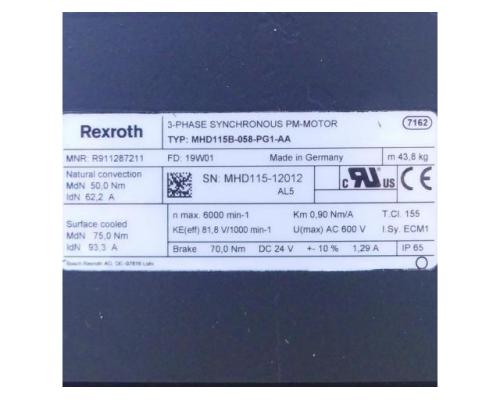 Rexroth Drehstrom Servomotor MHD115B-058-PG1-AA R911287211 - Bild 2