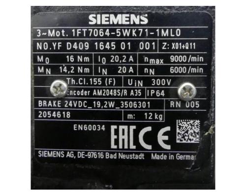 Siemens Servomotor 1FT7064-5WK71-1ML0 - Bild 2
