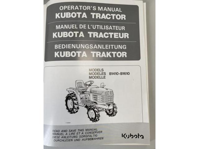 KUBOTA B1410 + B1610 Bedienungsanleitung, Betriebsanleitung Für Traktor ...