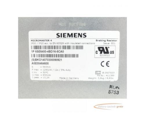 Siemens 6SE6400-4BD16-5CA0 MICROMASTER 4 Bremswiderstand SN:BKO14070300090921 - Bild 6